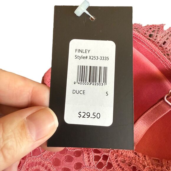Fredericks Hollywood Lace Bralette Small Pink Finley Wireless Scallop Padded NWT - Picture 7 of 9
